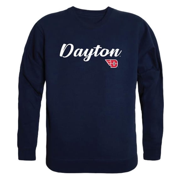 W Republic Products 556-119-NVY-05 University of Dayton Script Crewneck T-Shirt, Navy - 2XL