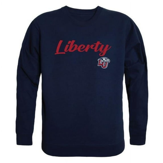 W Republic Products 556-129-NVY-01 Liberty University Script Crewneck T-Shirt, Navy - Small