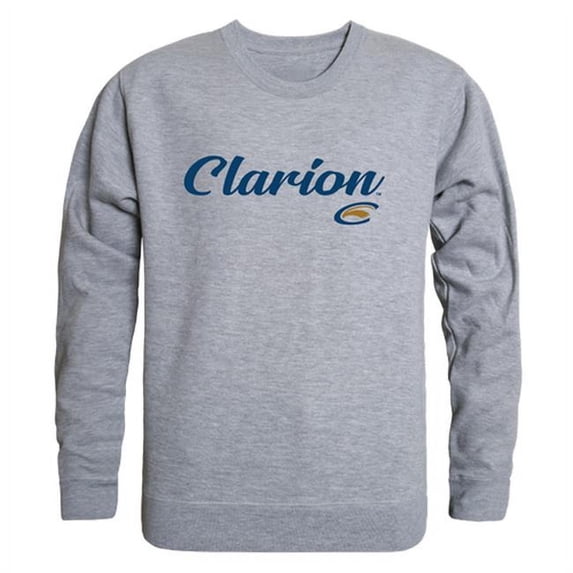 W Republic Products 556-280-HGY-04 Clarion University of Pennsylvania Script Crewneck T-Shirt, Heather Grey - Extra Large