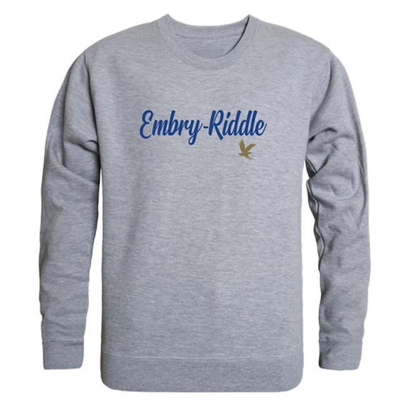 W Republic Products 556-298-HGY-03 Embry-Riddle Aeronautical University Script Crewneck T-Shirt, Heather Grey - Large