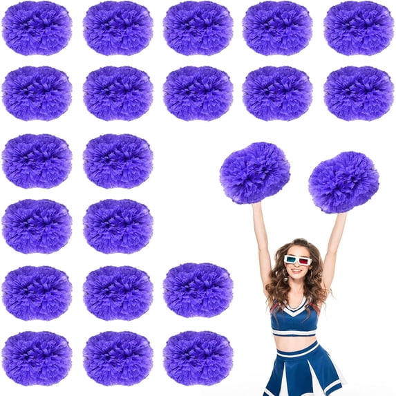 20 PCS pom poms Cheer, 13.8inch Sports Dance for Sports Team Spirit Cheering with Handle