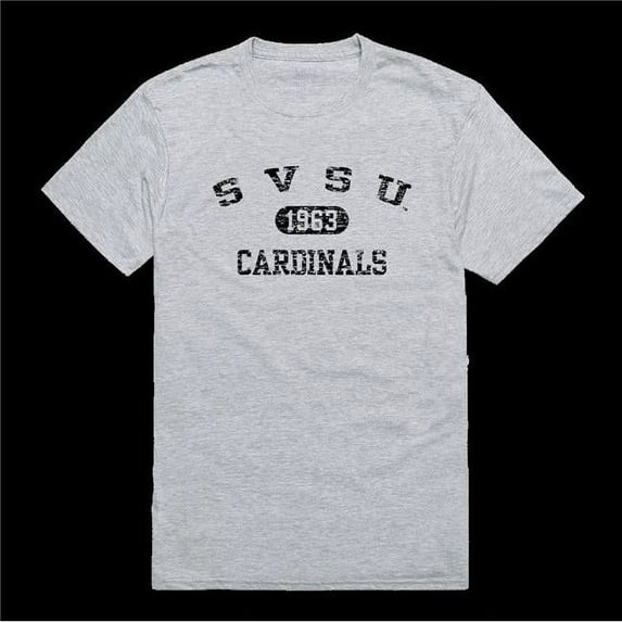 W Republic Saginaw Valley State University Cardinals Distressed Arch College T-Shirt, Heather Grey - Extra Large