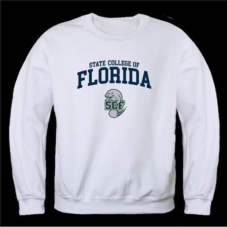 W Republic State College of Florida, Manatee-Sarasota Seal Crewneck Sweatshirt, White - 2XL