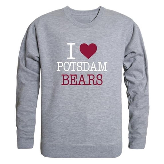 W Republic State University of New York Potsdam Bears I Love Crewneck Sweatshirt, Heather Grey - Extra Large
