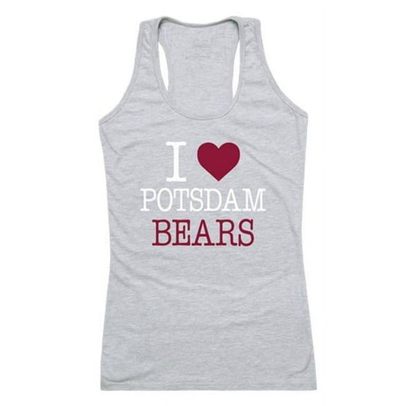 W Republic State University of New York Potsdam Bears Women I Love Tank Top, Heather Grey - 2XL