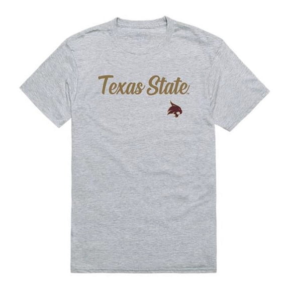 W Republic 554-181-HGY-04 Texas State University Script T-Shirt, Heather Grey - Extra Large