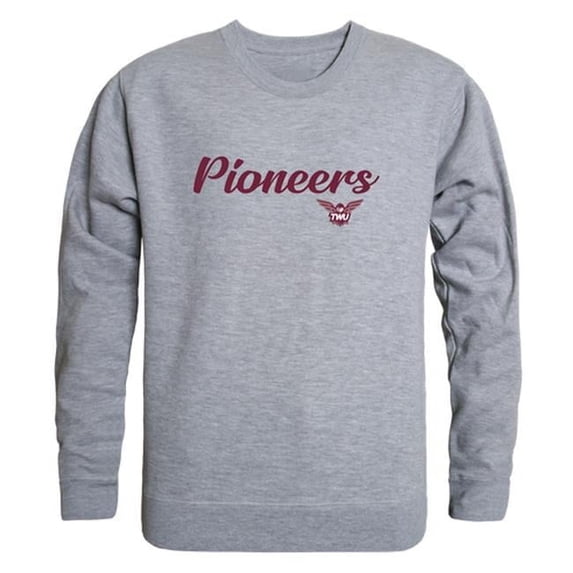 W Republic Texas Womans University Pioneers Script Crewneck Sweatshirt, Heather Grey - Medium