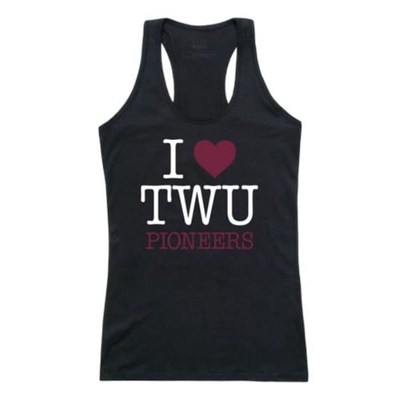 W Republic Texas Womans University Pioneers Women I Love Tank Top, Black - Small