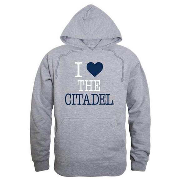 W Republic The Citadel College Mens I Love Hoodie, Heather Gray - Extra Large