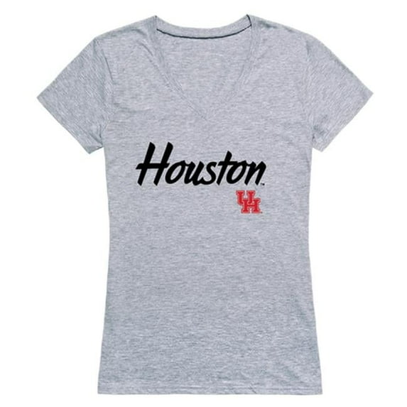 W Republic University of Houston Cougars Women Script T-Shirt, Heather Grey - Large