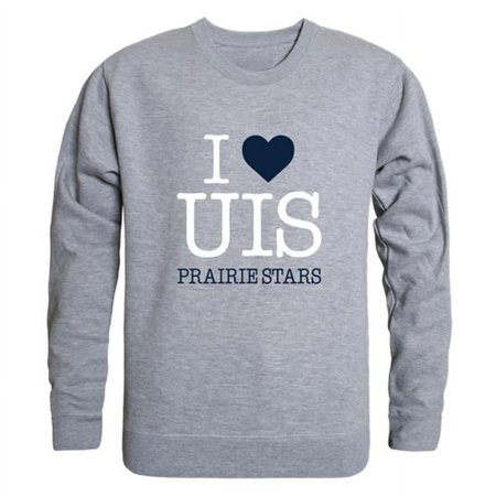 W Republic University of Illinois Springfield Prairie Stars I Love Crewneck Sweatshirt, Heather Grey - 2XL
