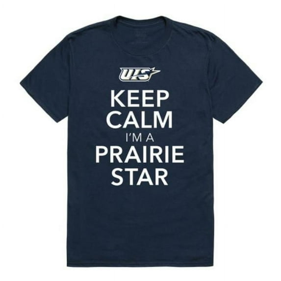 W Republic University of Illinois Springfield Prairie Stars Keep Calm T-Shirt, Navy - 2XL