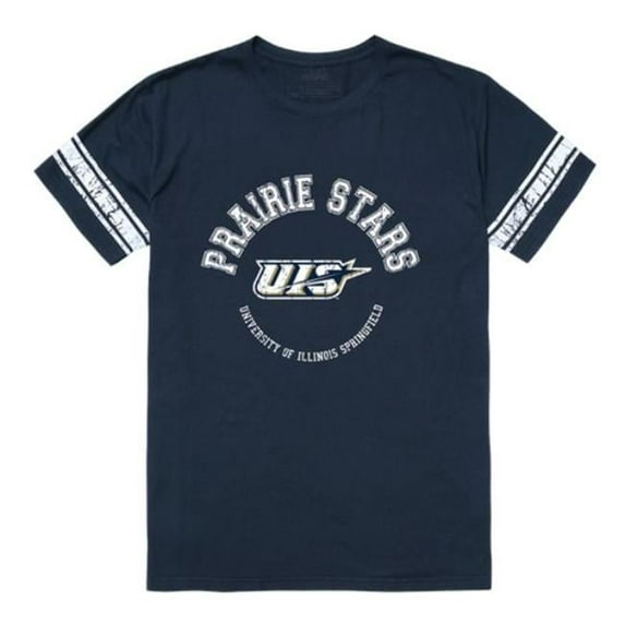 W Republic University of Illinois Springfield Prairie Stars Men Football T-Shirt, Navy - Large
