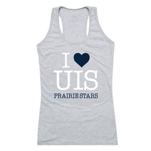 W Republic University of Illinois Springfield Prairie Stars Women I Love Tank Top, Heather Grey - Large