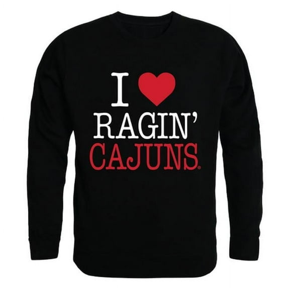 W Republic 552-189-BLK-03 University of Louisiana at Lafayette I Love Crewneck T-Shirt, Black - Large