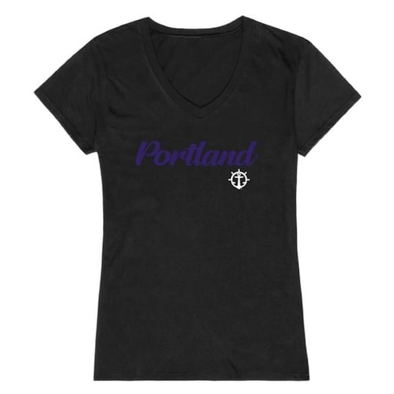 W Republic University of Portland Script T-Shirt for Women, Black - Large