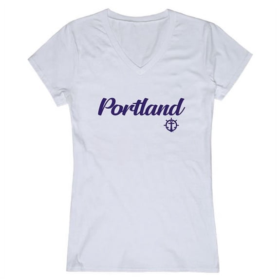 W Republic University of Portland Script T-Shirt for Women, White - Medium