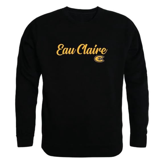 W Republic 556-409-BLK-04 University of Wisconsin-Eau Claire Script Crewneck T-Shirt, Black - Extra Large