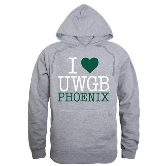 W Republic University of Wisconsin-Green Bay I Love Hoodie, Heather Grey - 2XL