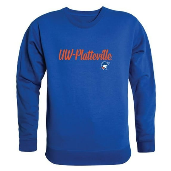 W Republic 556-410-RYL-05 University of Wisconsin-Platteville Script Crewneck T-Shirt, Royal Blue - 2XL