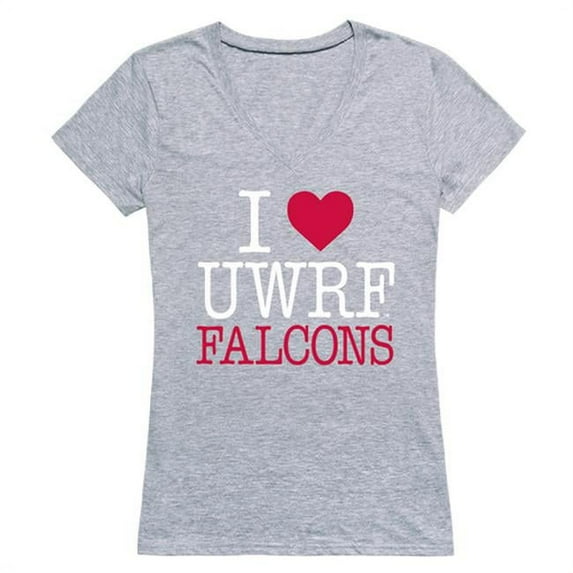 W Republic University of Wisconsin-River Falls I Love T-Shirt for Women, Heather Grey - Medium