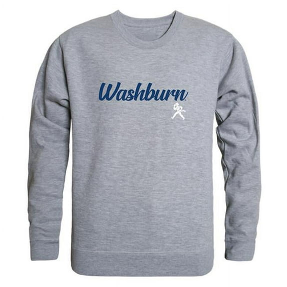 W Republic 556-431-HGY-01 Washburn University Script Crewneck T-Shirt, Heather Grey - Small