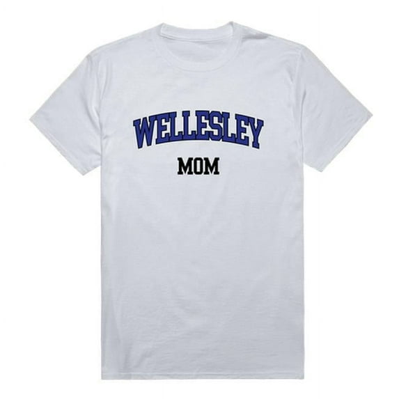 W Republic Wellesley College Blue College Mom T-Shirt, White - Medium