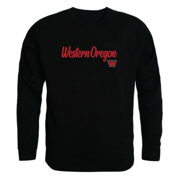 W Republic 556-406-BLK-03 Western Oregon University Script Crewneck T-Shirt, Black - Large
