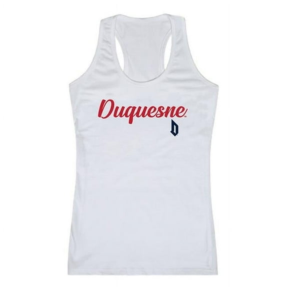 W Republic 557-293-WHT-04 Women Duquesne Dukes Script Tank T-Shirt, White - Extra Large