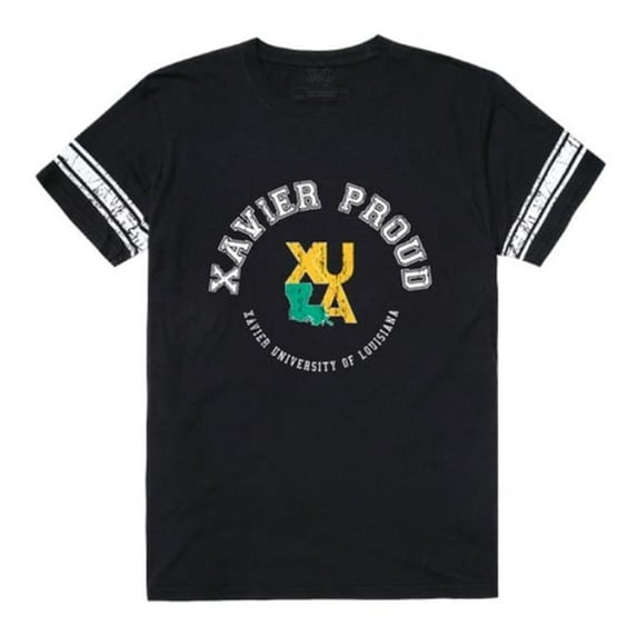 W Republic Xavier University of Louisiana Men Football T-Shirt, Black - Small