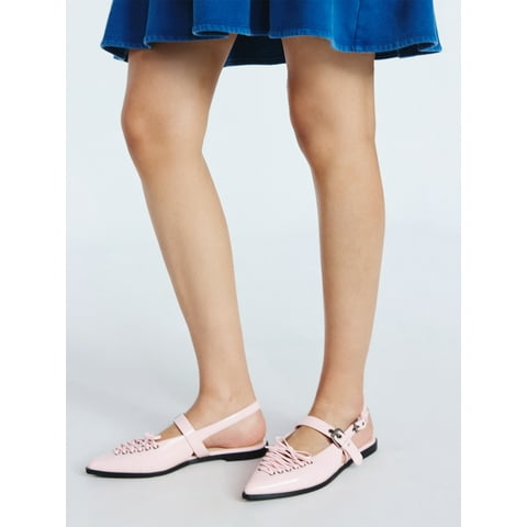 Women's Patent Faux Leather Corset Flats