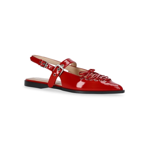 Women's Patent Faux Leather Corset Flats
