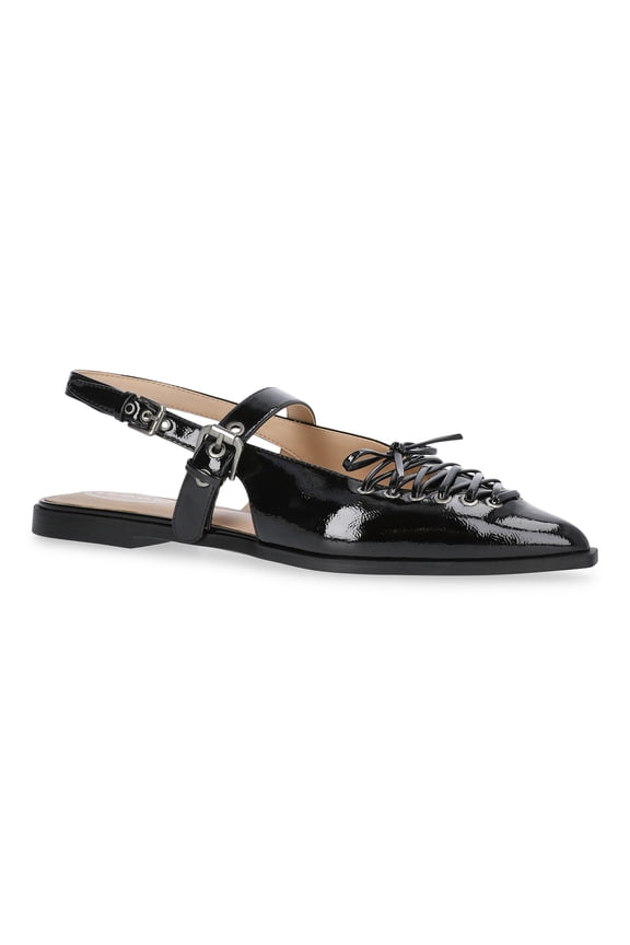 Women's Patent Faux Leather Corset Flats