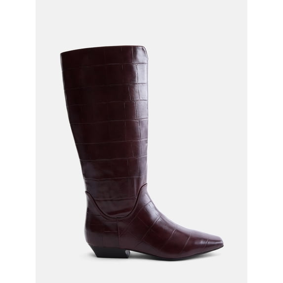 Scoop Women's Faux Croc Flat Tall Boots