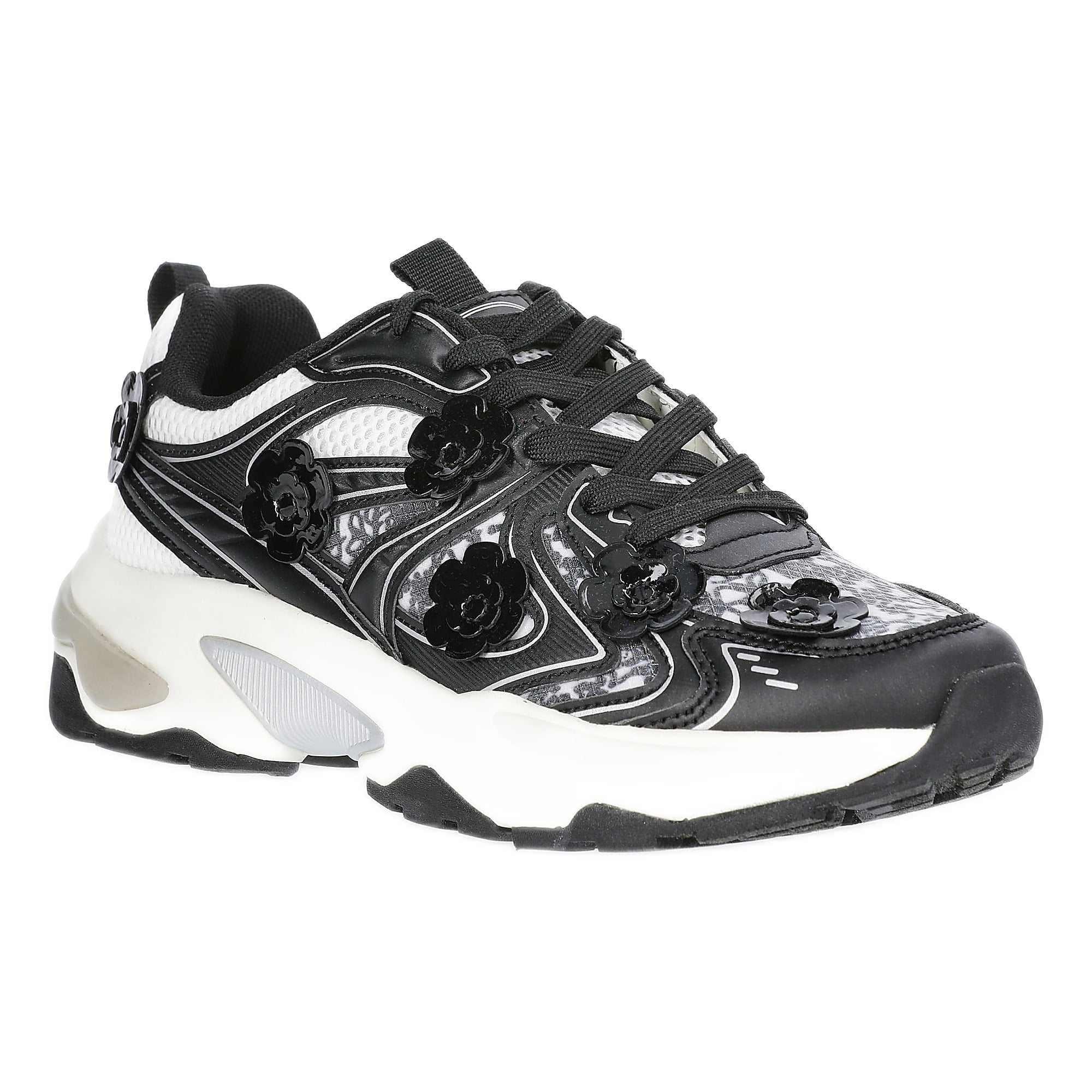 Scoop Women's Sporty Sneakers with Flower Appliques