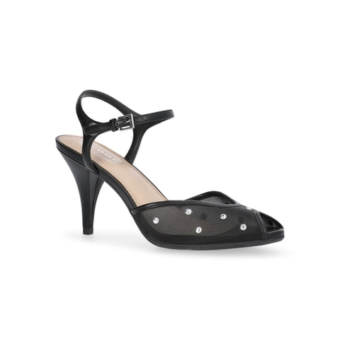 Women's Studded Mesh Peep Toe Heels with Ankle Strap
