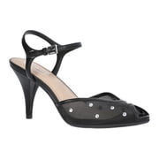 Scoop Women's Studded Mesh Peep Toe Heels with Ankle Strap