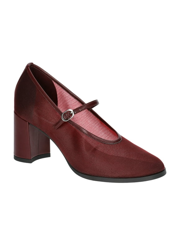 Women's Mesh Mary Jane Block Heel Pumps