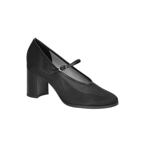 Women's Mesh Mary Jane Block Heel Pumps