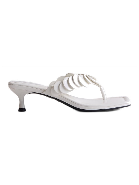 Women's Paillette Thong Kitten Heel Sandals
