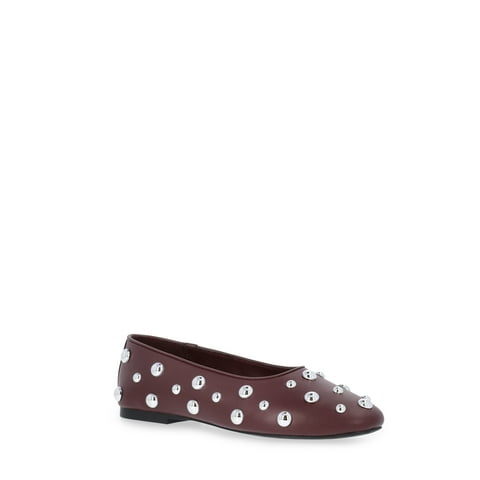 Women's Studded Faux Leather Ballet Flats