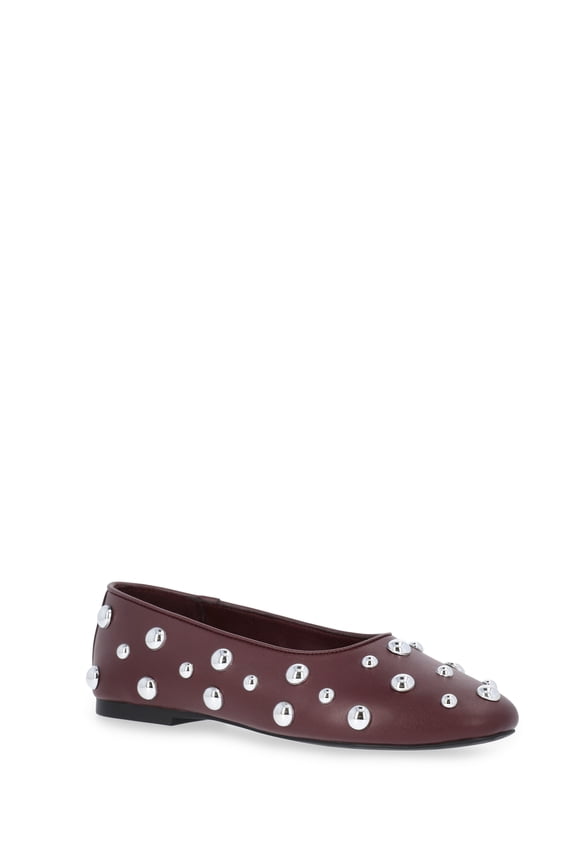 Women's Studded Faux Leather Ballet Flats