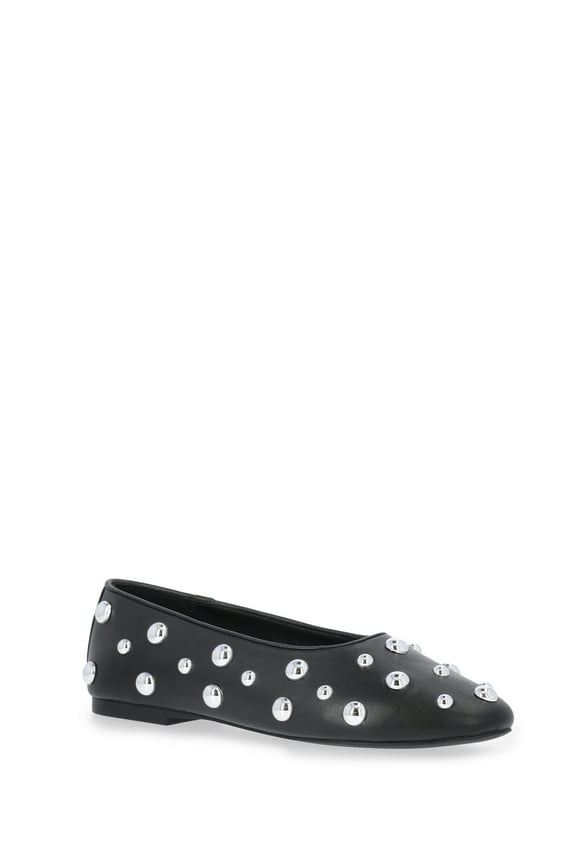 Women's Studded Faux Leather Ballet Flats