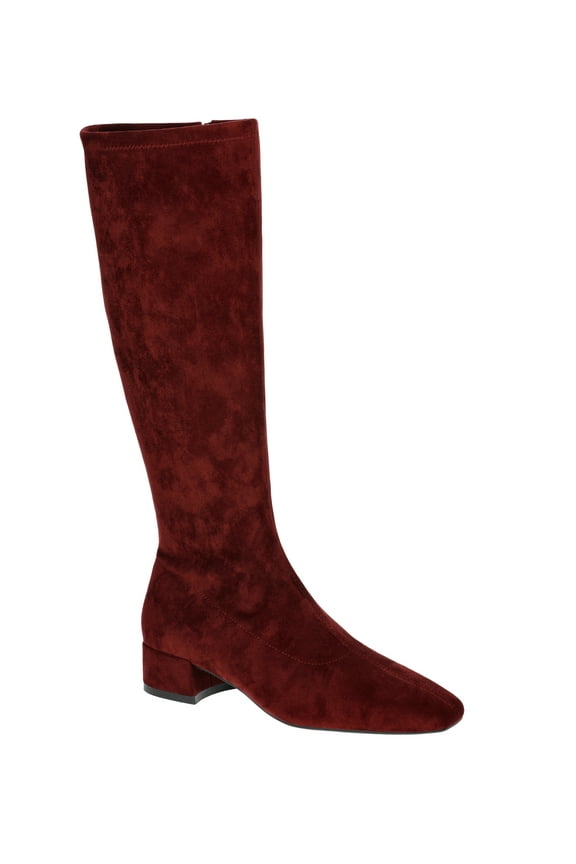 Women's Faux Suede Knee High Stretch Block Heel Boots (Wide Width Available)