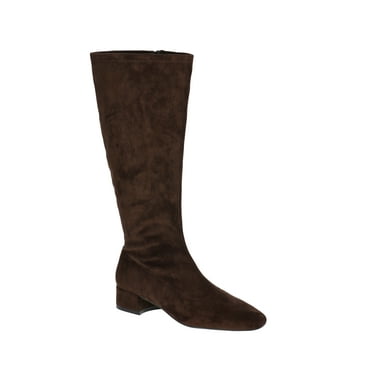 Scoop Women's Faux Suede Knee High Stretch Block Heel Boots (Wide Width Available)