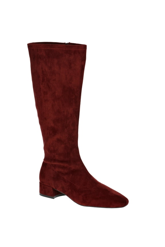 Women's Faux Suede Knee High Stretch Block Heel Boots (Wide Width Available)