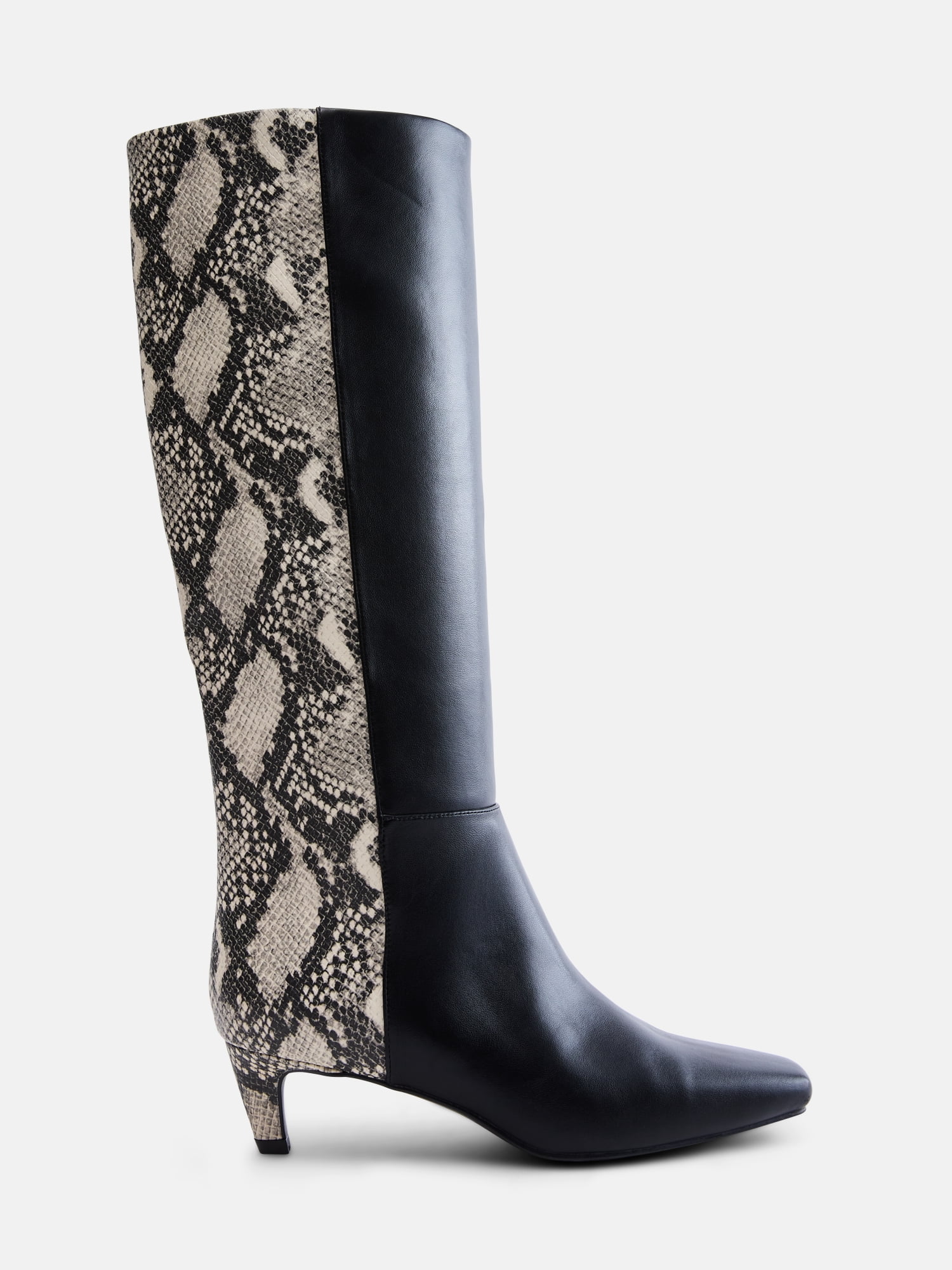 Scoop Women’s Two Tone Kitten Heel Knee High Boots, Wide Width Available