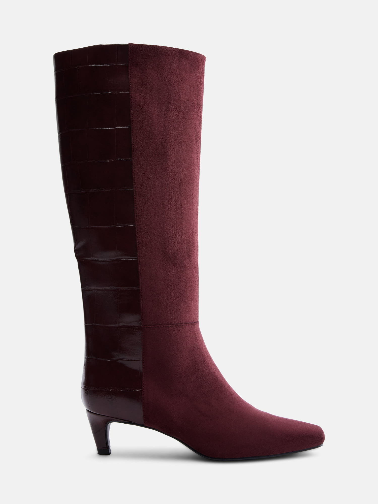 Scoop Women’s Two Tone Kitten Heel Knee High Boots, Wide Width Available