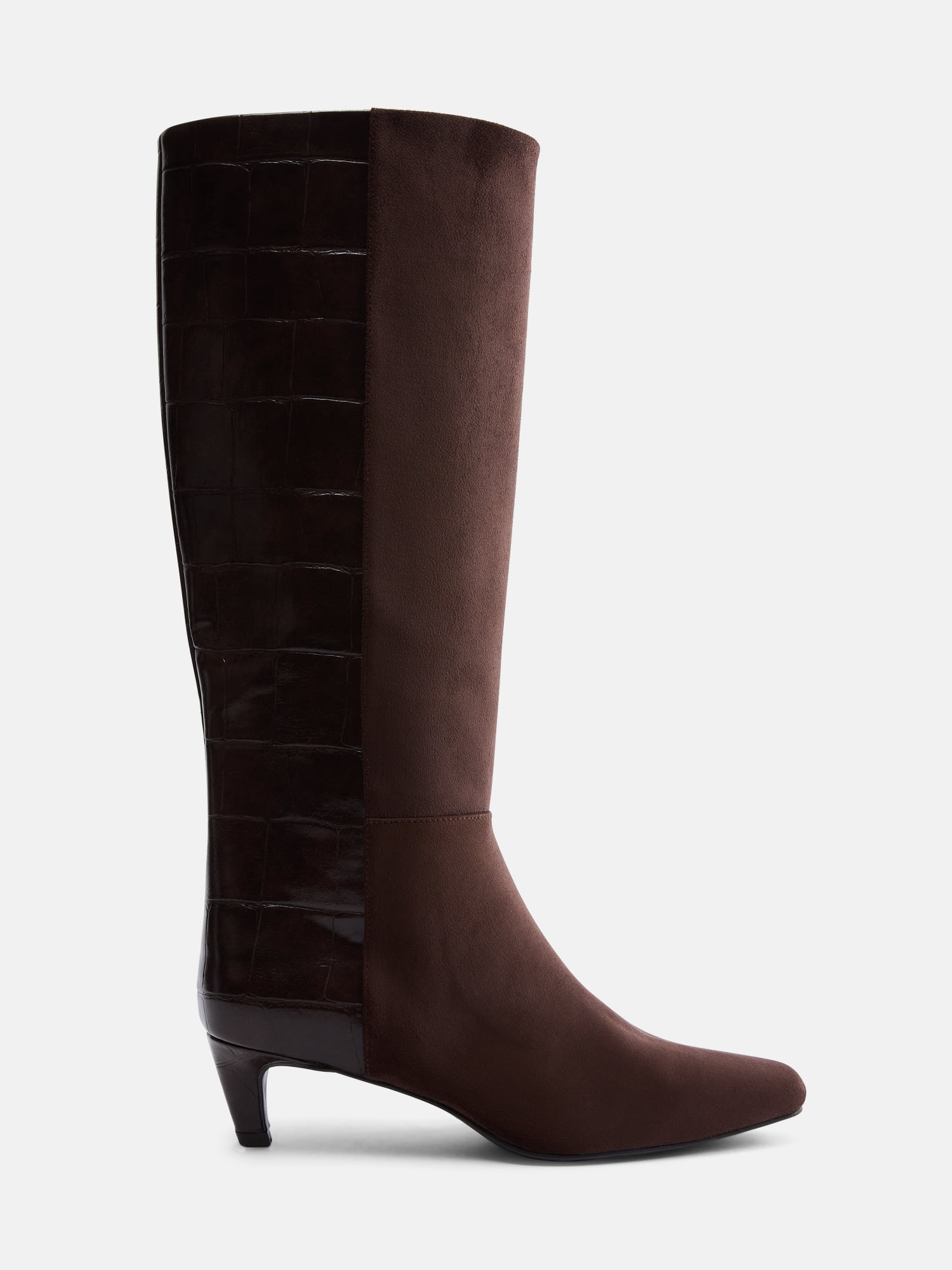 Scoop Women’s Two Tone Kitten Heel Knee High Boots, Wide Width Available