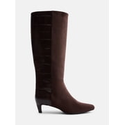 Scoop Women s Two Tone Kitten Heel Knee High Boots, Wide Width Available
